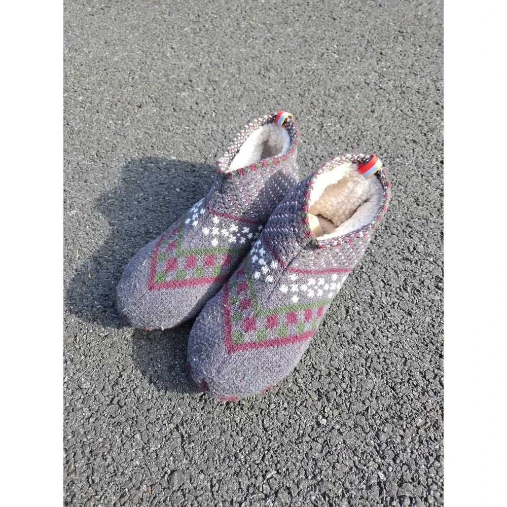 Bombas Gripper Slipper Mens Large Fair‎ Isle Booties